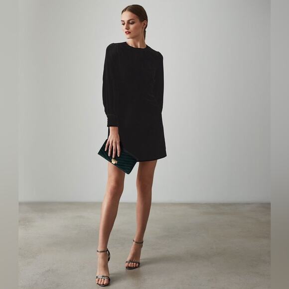 Reiss Dresses & Skirts - Reiss Bianca Black Velvet Long Sleeve Mini Dress